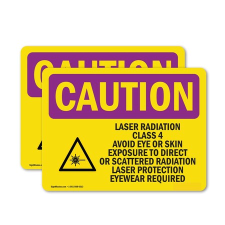 Signmission Radiation & Laser Sign, 18 in H x 24 in W, Vinyl Decal, Rectangle OS-2PACK-CR-D-1824-L-10145